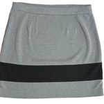 Loft SIZE 8 Gray Jersey Knit Black Stripe Side Zip A-Line Short Skirt Photo 6