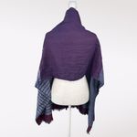 Purple Navy Striped Gauze Scarf Lightweight Wrap Shawl Fringe Boho Style Photo 3