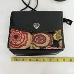 Brighton  Bloom Small Black Leather Roses Wallet Organizer Crossbody Clutch‎ Photo 9