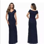 La Femme  27982 Lace V Neck Off the Shoulder Long Dress Sz. 4 Photo 1