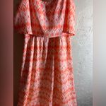 Takara  Vibrant Orange Geometric Maxi Dress Photo 3