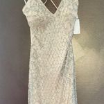 XScape White Gray Pearl Embellished Mermaid Dress Gown Photo 5