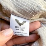 Vero Lino Linen Neutral Stripe‎ Lagenlook Pants European Summer Size L/XL White Photo 2