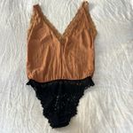 Free People  Intimately Rust and Black Lace Trim Bodysuit Size Large $118 Photo 2