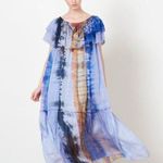 Raquel Allegra Ethereal Tie Dye Waterfall Rainbow Off the Shoulder Maxi Dress 2 Blue Size L Photo 13