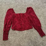 Anthropologie dark red square neck long sleeve crop top size M Photo 5