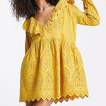 Topshop NWT broderie ruffle neck chuck on dress in yellow Photo 0