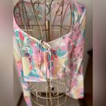 Princess Polly  sheer long sleeve split front crop top size 6 Photo 4