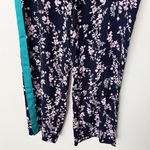 H&M [] Navy Blue Floral Print Side Stripe Wide Leg High Rise Trouser Pants Sz 16 Photo 4