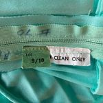 Vintage 70s Pleated Maxi Dress w Sheer Cape Mint Green Tie Spaghetti Strap Small Photo 13