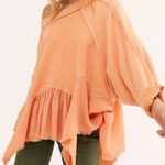 Free People Gold Dust Pullover Oversized Fringe Sweater Orange XS Terry Boho Photo 0