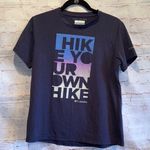 Columbia Shirt Womens Medium Navy Graphic T-Shirt Hike Your Own Hike Blue Crew Photo 0