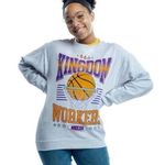 Kingdom Workers Crewneck graphic sweatshirt, unisex size medium gray basketball Photo 0
