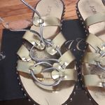 J.Crew  studded metallic‎ gold lace up gladiator sandals women’s size 7 Photo 9