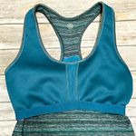 Athleta Teal Grey Black Stripe Metallic Ruched Racerback Shelf Bra Tank Small Photo 10