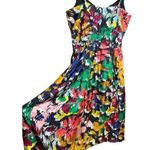 J. Crew Multicolored Brushstroke Silk Floral Abstract Sleeveless Dress Sz 2 Black Photo 10