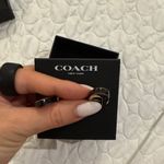 Coach  Black and Gold Arch Earrings hoops Photo 6