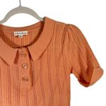 For Love & Lemons Phoebe Pointelle Polo Sweater Sherbert Preppy Womens Small Photo 2