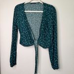 Brandy Melville  Green Floral Long Sleeve Crop Top Photo 1