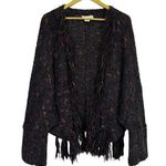 Vintage Gil Aimbez Wool Blend Oversized Shrug Open Cardigan Black Fringe Dolman Size undefined Photo 0