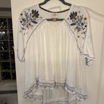 Knox Rose Boho Short Sleeve Embroidered White Blouse Photo 4