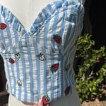 Anthropologie Maeve Striped Embroidered Strawberry Cropped Cami Photo 5