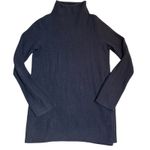 Vince  100% Cashmere Ribbed Dark Gray Turtleneck Side slit Tunic Sweater Small Photo 1