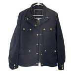 J.Crew green army jacket jean material dark green camo pockets button detail Photo 0