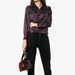 Adam Selman  Cowgirl Striped‎ Embroidered Button Down Sz8 Photo 1