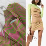 NEW Maisie Wilen Mesh Slip Mini Dress Chain Strap Pink Green Psychedelic Print Photo 11