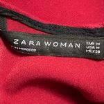 ZARA Red Tiered Ruffle Peplum Long Sleeve Crew Neck Formal Shirt Blouse Top Sz M Photo 6