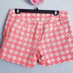 Loft  Neon Coral And Tan Embroidered Cotton Riviera Shorts Photo 4