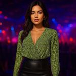 AFRM Surplice Leopard Print Neon Green Bodysuit Party Festival Evening XL Photo 1