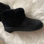 UGG  CLASSIC MINI FLUFF BLACK SUEDE SHEEPSKIN CUFF BOOTS  Photo 4