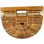 Natural Bamboo Structured Ark Bag Satchel Handbag Tan Photo 1