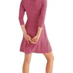 Boden Tory jersey red rainbow dress womens 14 large new 3/4 sleeve casual cute Photo 1