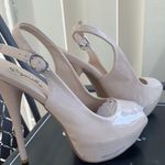 Qupid Nude Patent Sling Back Heels Photo 2
