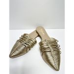 42 Gold Shoes Womens Size 5 Pointed Toe Metallic Leather Mules Photo 9