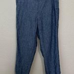 J.Jill 100% Linen Blue Chambray Pull On Ankle Pants Photo 0