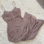 Birdy Grey Dress Gwennie Chiffon Maxi No Slit Pockets Taupe M NWT New Photo 0