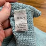 Pink Lily  Waffle‎ Knit Top Womens Large Blue Balloon Sleeve V-Neck Oversized Photo 5