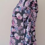 Attention  black floral button down size small Photo 3