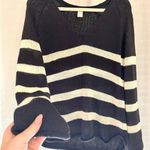 H&M Long Sleeve V-neck Raglan Sleeve Black & White Stripe Oversized Fit Sweater Photo 0