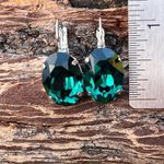 Handcrafted emerald green earrings with Swarovski crystal Silver Photo 0