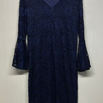 Olivia Matthews Blue Sheath Dress with Bell Sleeves and Lace Photo 0