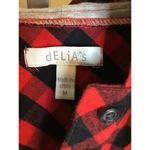 Delia's delia*s Women Plaid Shirt with hood Sz. Medium EUC BLK/Red Comfort layering Y2k Photo 9
