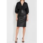 Norma Kamali  Faux Leather Straight Skirt, Black, XS Photo 2