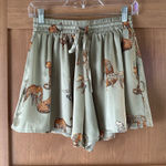 NWOT MABLE Boutique Sage Green Satin Cheetah Drawstring Pull On Shorts Small​ Photo 0