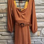 City Chic  CCX Retro Chic Floral Belted Dress Mustard Printed Size 14 xs Photo 10