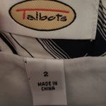 Talbots  A-Line Skirt Size 2 NWT Navy Blue White Geometric Print Full Skirt Class Photo 2
